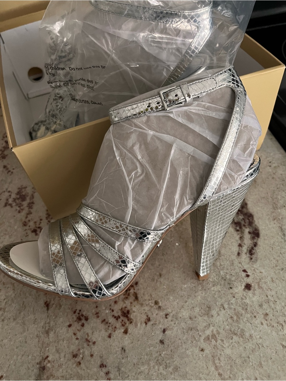Michael Kors Silver Metallic Strappy High Heel Sandals